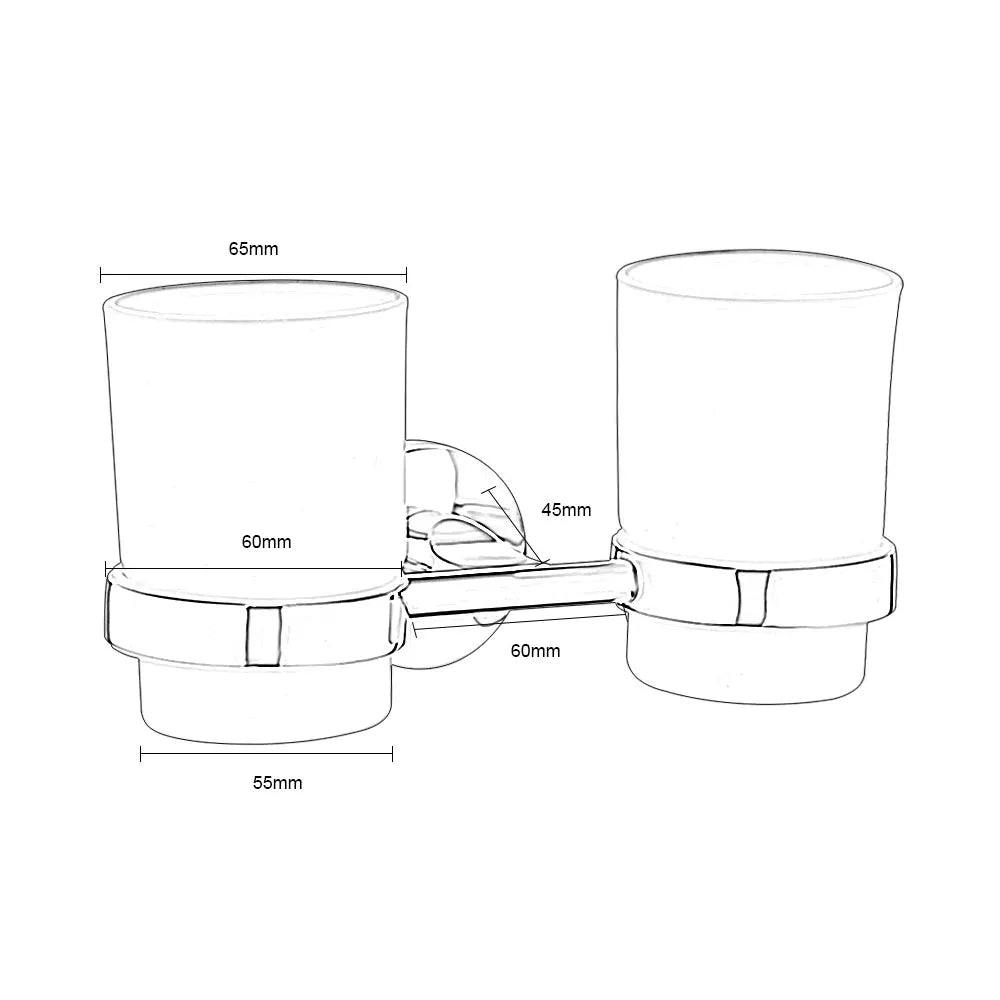 Bathroom Modern Wall-Mounted Toothbrush Holder Glass Cup Tumbler Frame Bathroom Storage Organizer Tooth Brush Cup Tools Washroom
