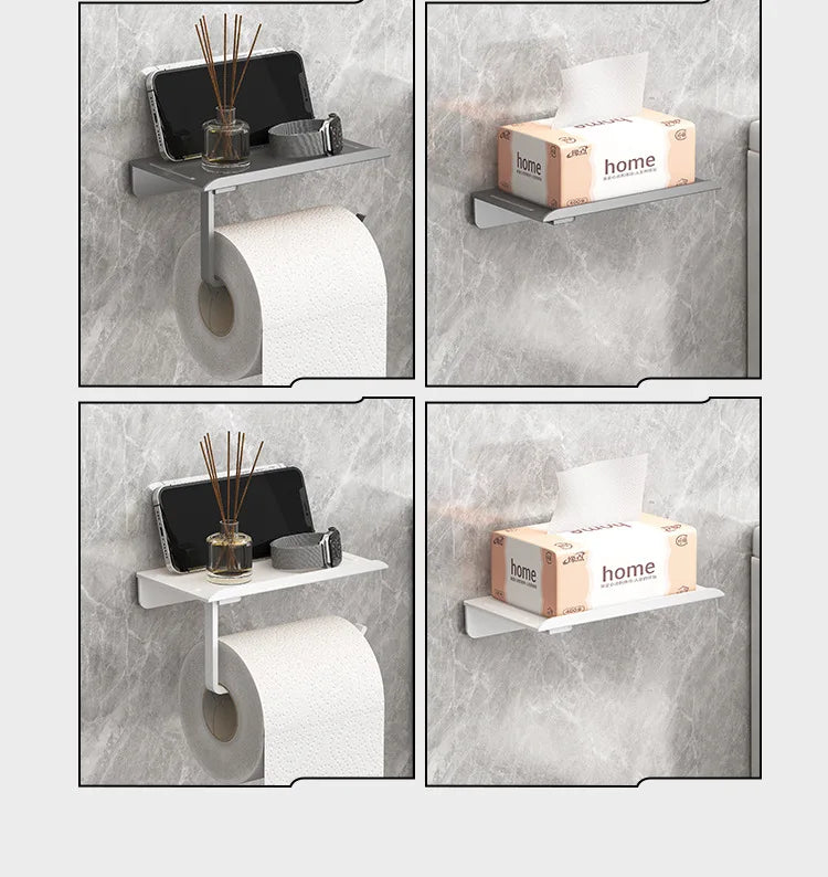No Punching Toilet Paper Roll Holder Self Adhesive in Bathroom Tissue Paper Holder Plastic Easy Installation Paper Roll Holder