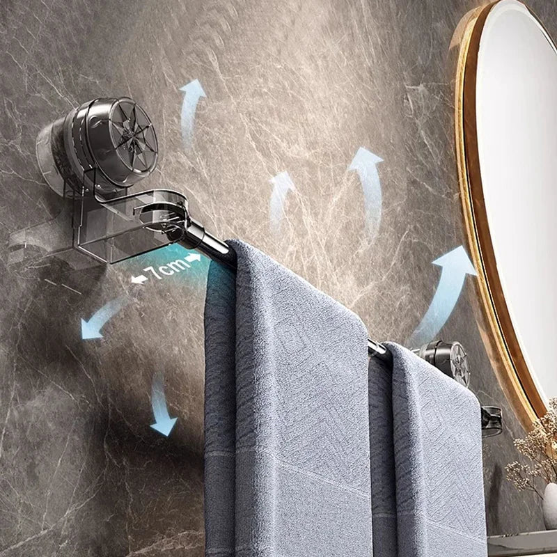 YM Adjustable Suction cup towel rack non-perforated toilet wall mounted towel bar bathroom retractable shelf storage rack