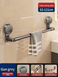 Extendable Rod Kitchen Hook Suction Cup Towel Rack Bathroom Retractable Towel Pole Storage Rack Bathroom Towel Storage Bar