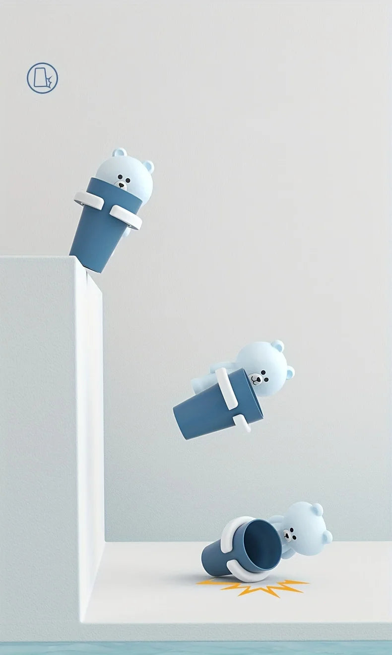 1pc Adorable Bear Wall-Mounted Toothbrush Holder with Gargle Cup - No Drill, Space-Saving Bathroom Organizer, Playful Design