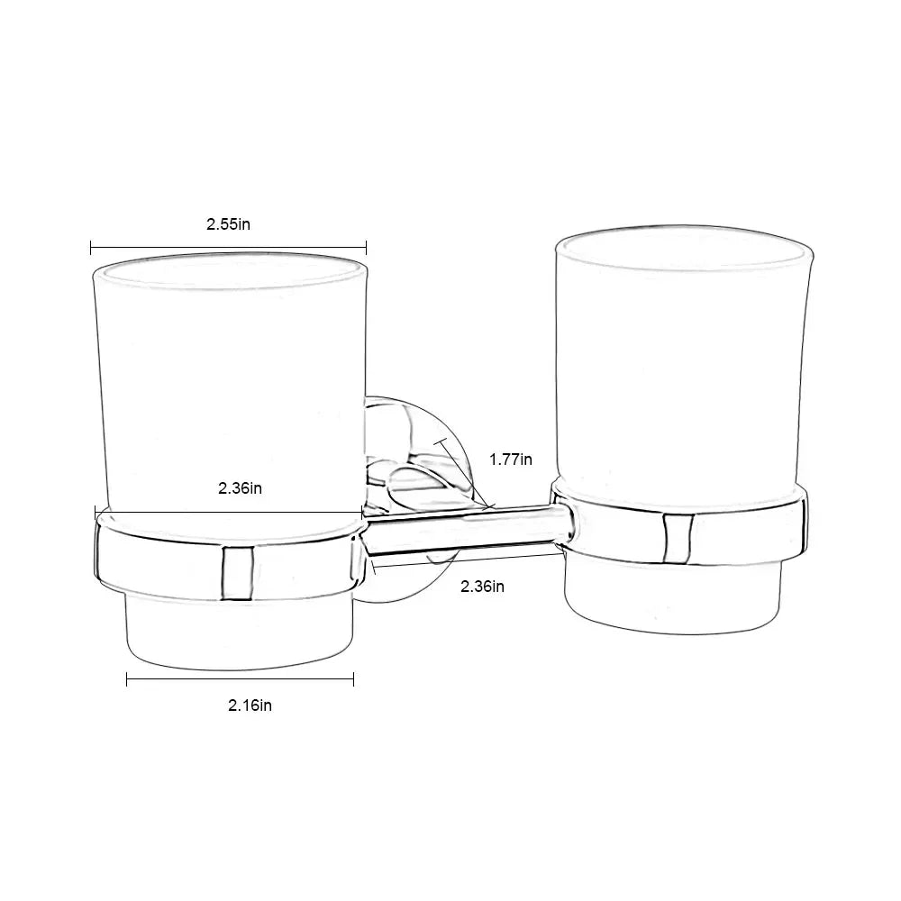 Toothbrushing Cup Bathroom Supplies Double Tumbler Cup Holder  Toothbrush Holder Wall Mount Cup Strong Anti-Fall Bath Accessori
