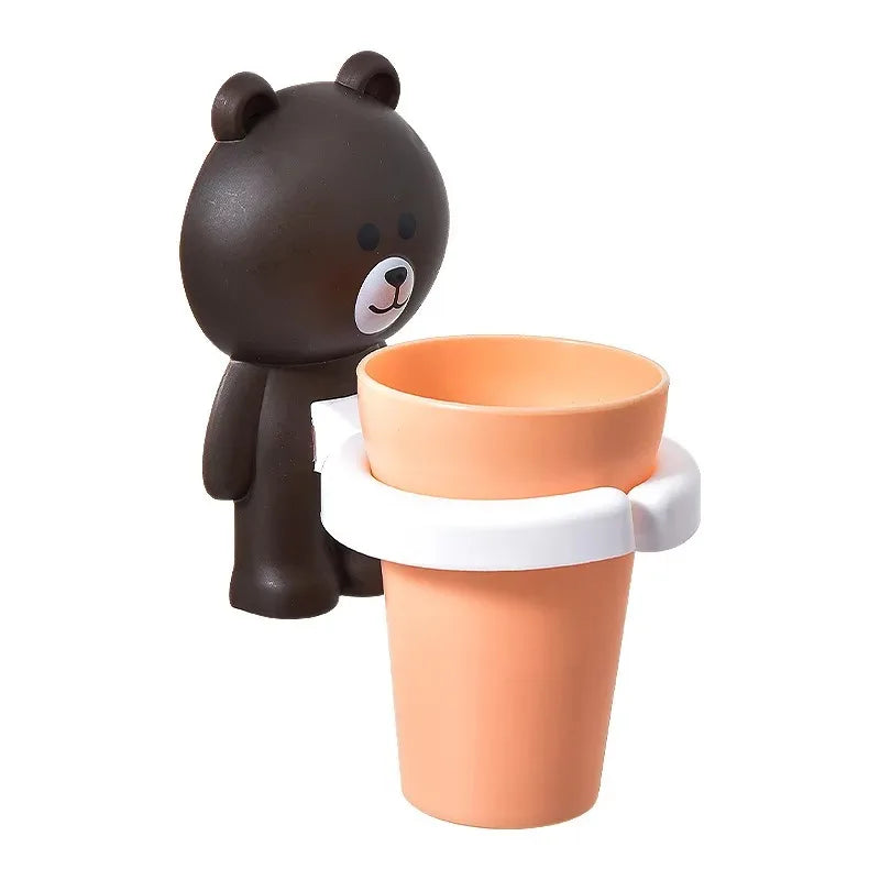 Bathroom Supplies Kids Toothbrush Holder Wall Mount Paste Baby Toothbrushing Cup Safe Non-toxic Wash Cup Strong Anti-Fall
