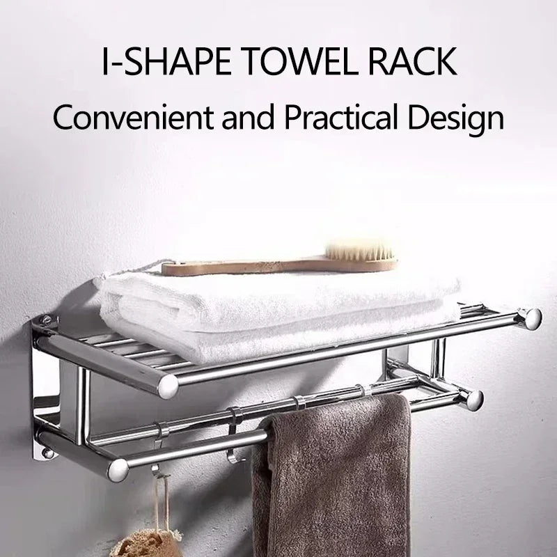 Stainless Steel Bath Towel Rack Perforation-free Hotel Hotel Bathroom Rack Towel Rack Towel Bar Bathroom Shelves