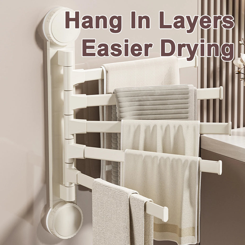 Suction Cup Towel Rack Rotatable Towel Holder Aluminum 2/3/4/5-Bar Towel Hanger Kitchen Bathroom Hanging Wall Mounted