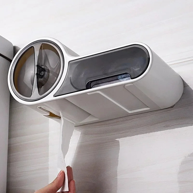 Portable Toilet Paper Holder Household Storage Rack Toilet Paper Holder Bathroom Wall-mounted Waterproof Storage Tissue Box