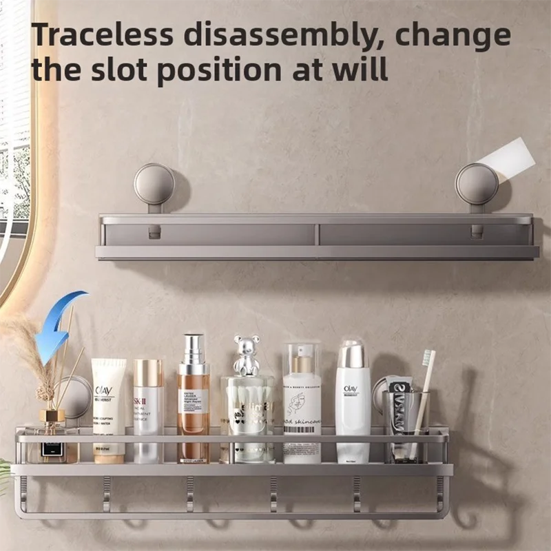 YM Wall Mounted Bathroom Suction Cup Shelf Multi-Purpose Rack Towel Holder for Washbasin Kitchen Storage Organizer