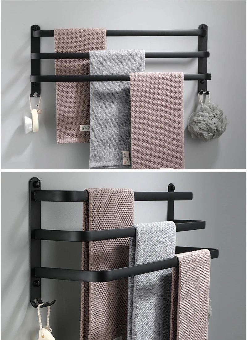 SHBSHAIMY Space Aluminum Towel Hanger Wall Mounted Towel Rack Bathroom Fashion White Towel Bar Rail Matte White Towel Holder
