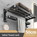 Popular Style 40/50CM Bathroom Self-Adhesive Wall Mount Bathroom Waterproof and Rust Proof Storage Shelf with Hook Towel Holder
