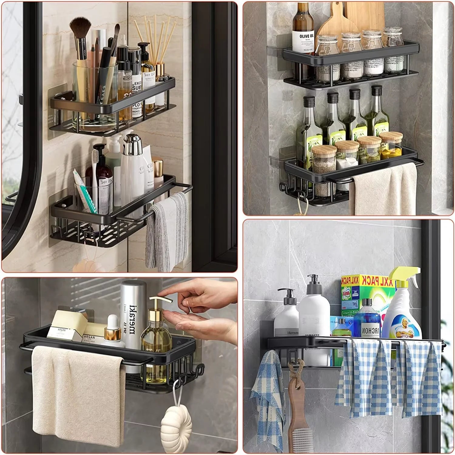 Three legged rack wall hanging corner rectangular bracket wall mounted shower shampoo rack bathroom rack towel rack bracket
