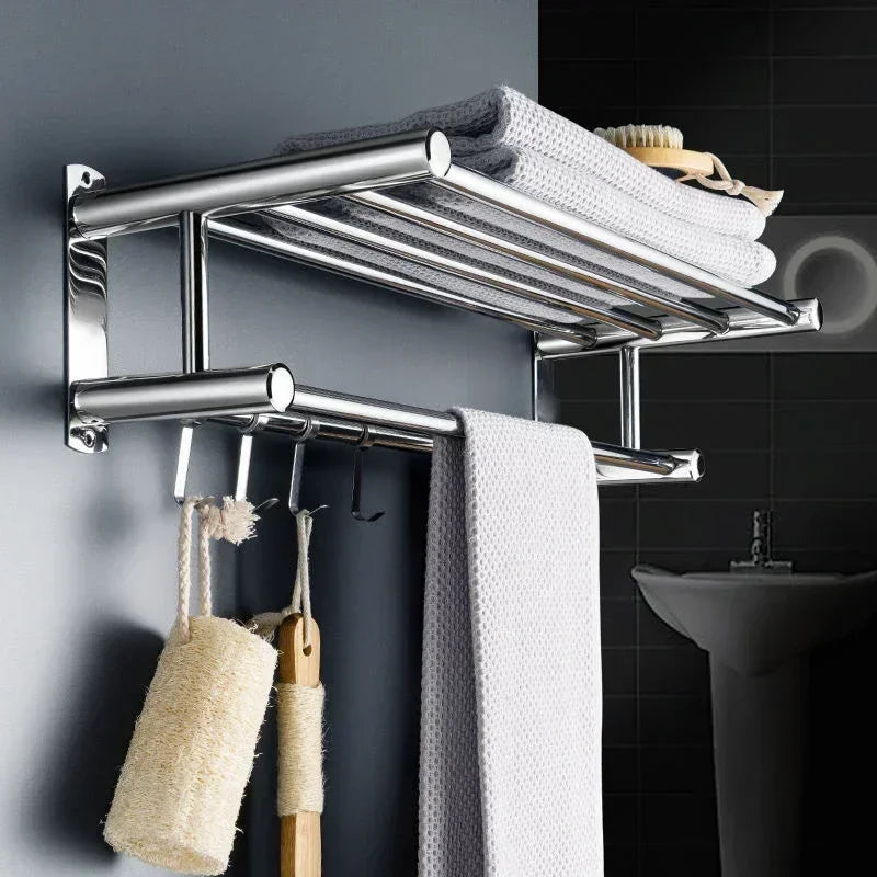 Stainless Steel Bath Towel Rack Perforation-free Hotel Hotel Bathroom Rack Towel Rack Towel Bar Bathroom Shelves