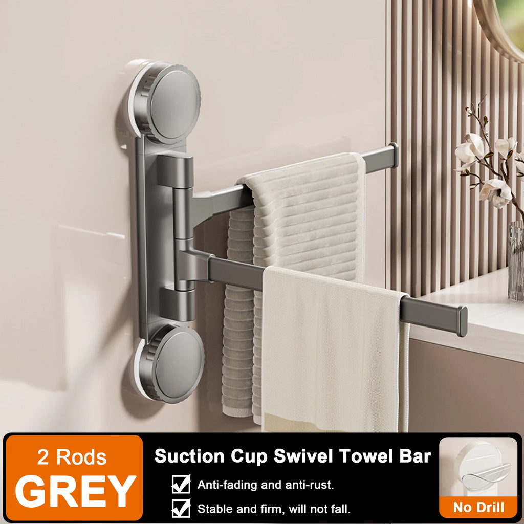 Suction Cup Towel Rack Rotatable Towel Holder Aluminum 2/3/4/5-Bar Towel Hanger Kitchen Bathroom Hanging Wall Mounted