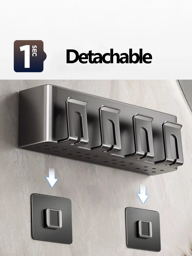 Multi-Function Toothbrush Cup Holder Punch-Free Toothpaste Holder Wall-Mounted Bathroom Storage Box Mouthwash Cup Holder