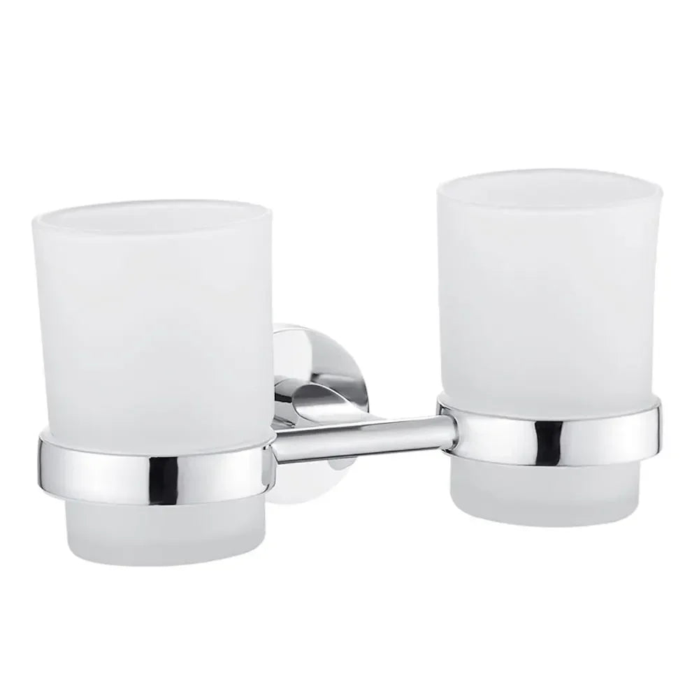 Toothbrushing Cup Bathroom Supplies Double Tumbler Cup Holder  Toothbrush Holder Wall Mount Cup Strong Anti-Fall Bath Accessori
