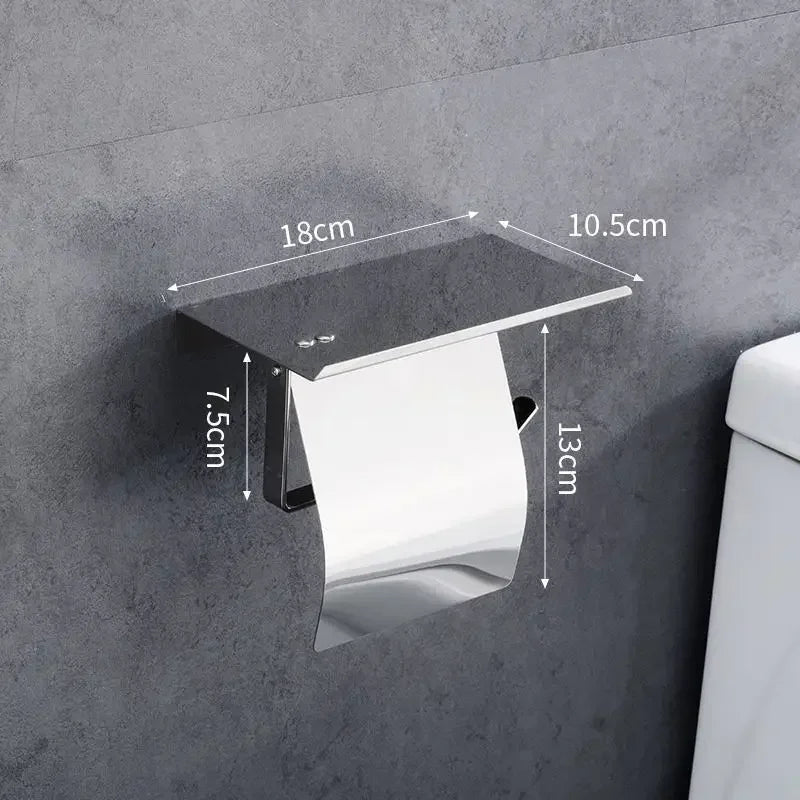 Bathroom 304 stainless steel tissue holder, two installation methods for toilet paper roll holder