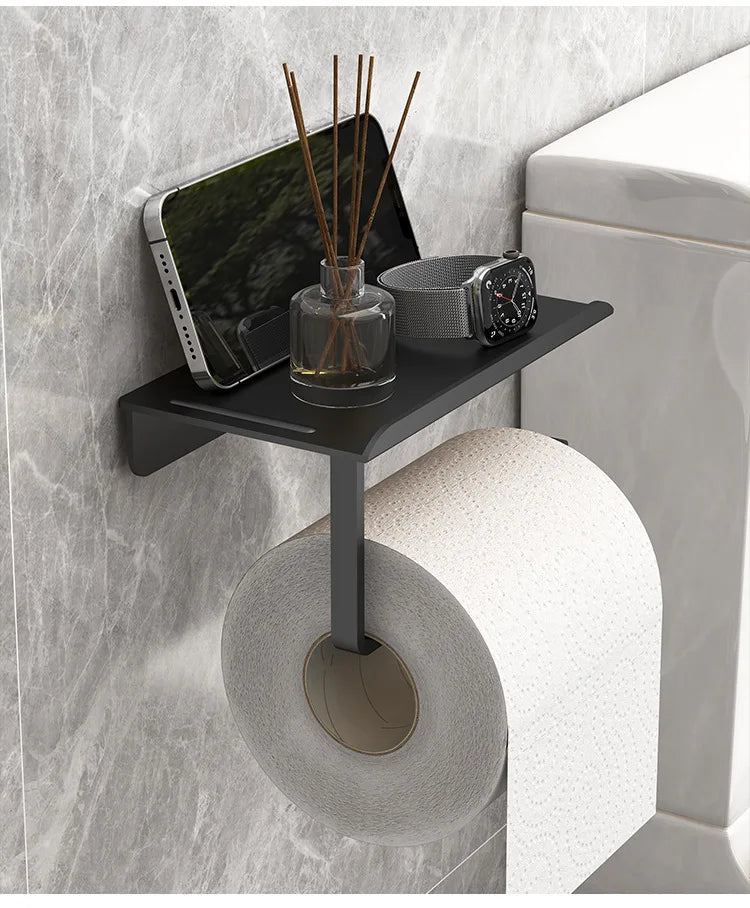 No Punching Toilet Paper Roll Holder Self Adhesive in Bathroom Tissue Paper Holder Plastic Easy Installation Paper Roll Holder