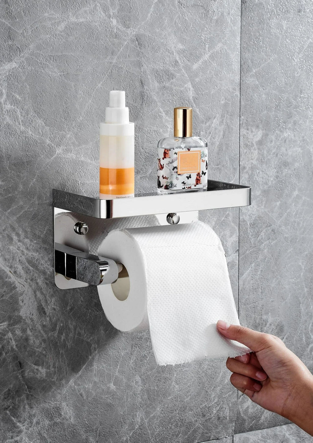 Bathroom 304 stainless steel tissue holder, two installation methods for toilet paper roll holder
