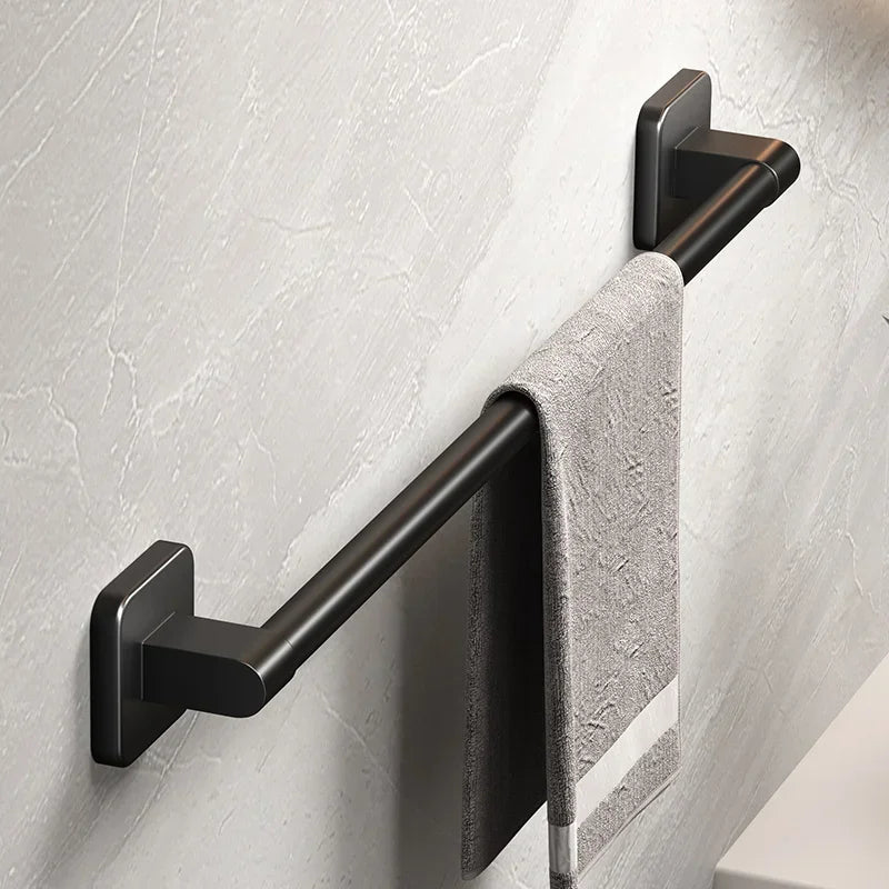 Bathroom Towel Holder White Without Drilling Bathroom Black Towel Rack TowelBar Self-Adhesive Bathroom Towel Rack TowelRail