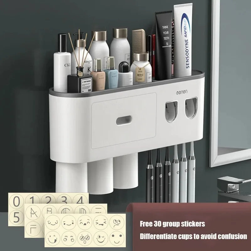 1Pcs Wash Set  Automatic Toothpaste Squeezer Cups Gargle Cup  Punch-free Toothbrush Cup Holder Storage Rack Bathroom Products Ho