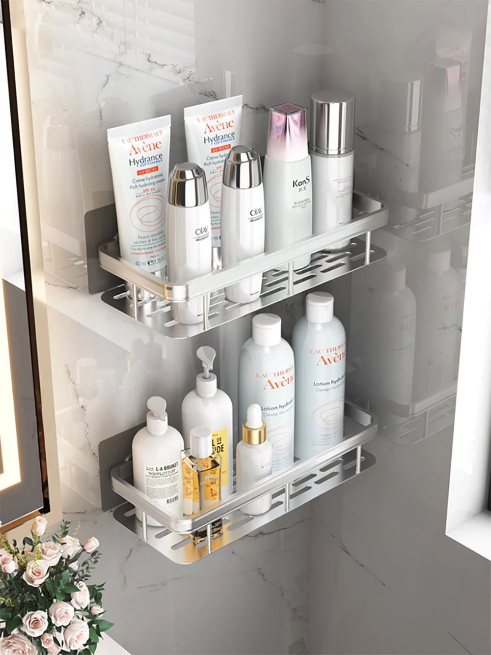 Three legged rack wall hanging corner rectangular bracket wall mounted shower shampoo rack bathroom rack towel rack bracket