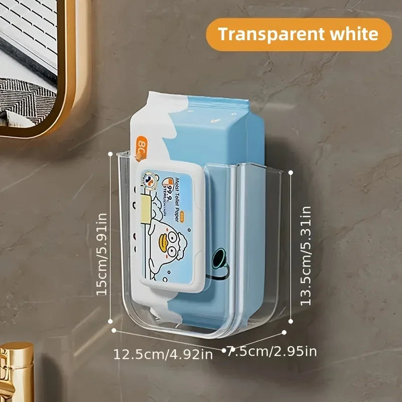 Bathroom non perforated wall mounted wet wipe storage box,tissue storage box with large opening and strong load-bearing capacity