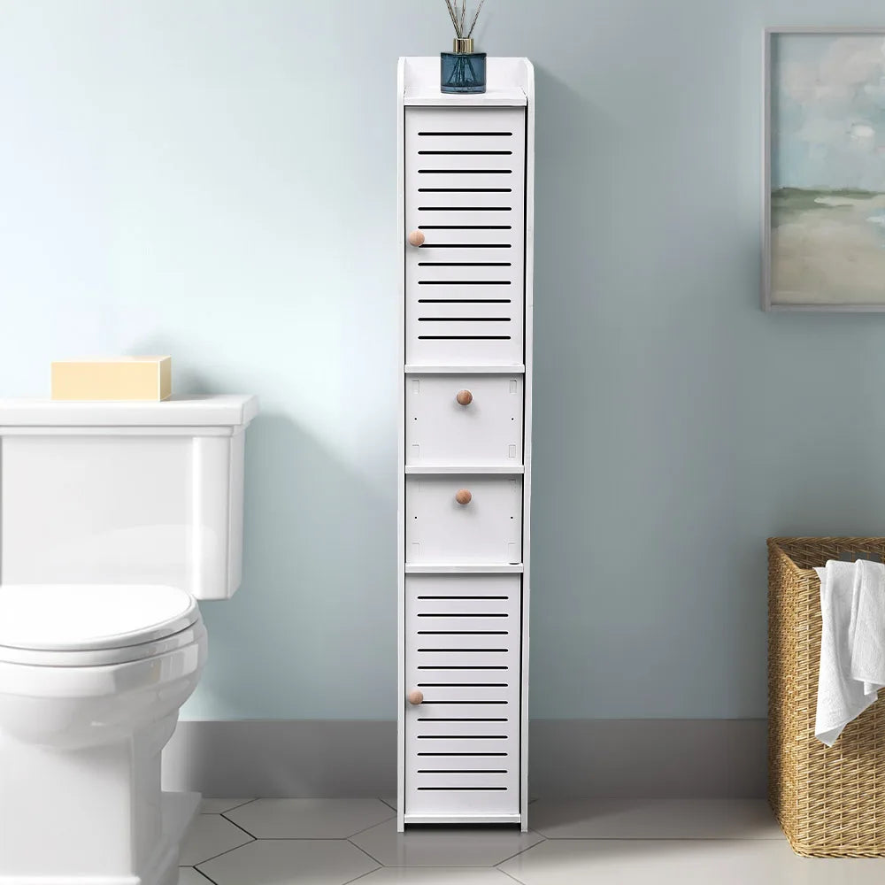 Floor-standing wooden bathroom storage cabinet multi-layer storage cabinet bathroom paper towel rack storage cabinet