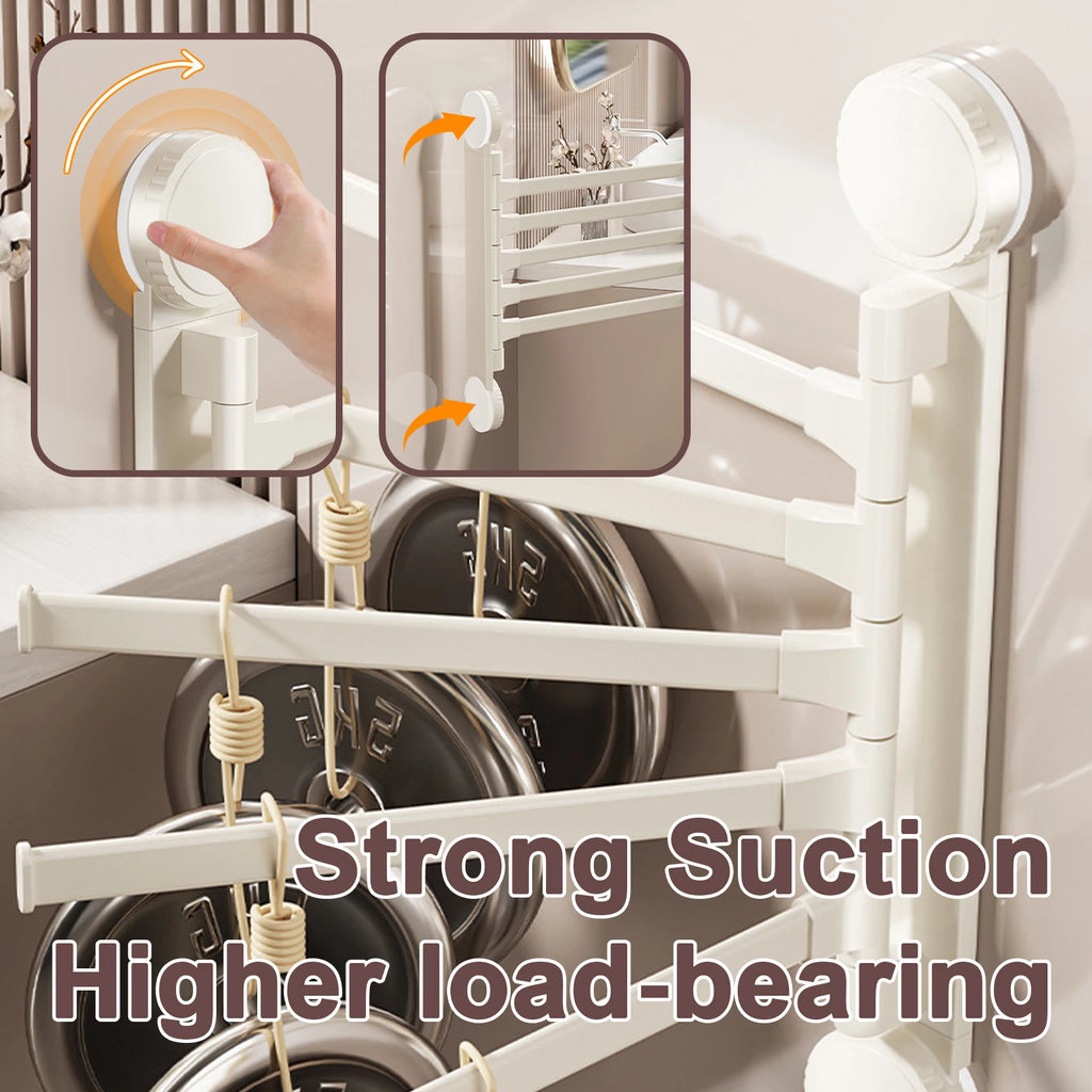 Suction Cup Towel Rack Rotatable Towel Holder Aluminum 2/3/4/5-Bar Towel Hanger Kitchen Bathroom Hanging Wall Mounted