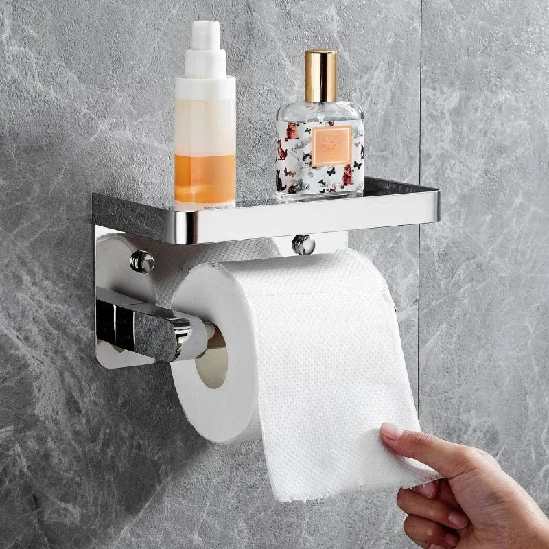 Bathroom 304 stainless steel tissue holder, two installation methods for toilet paper roll holder
