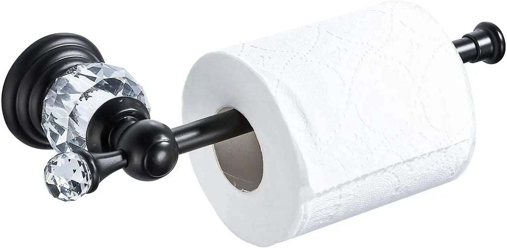 Crystal Toilet Paper Holder, Gold Toilet Roll Holder Modern Bathroom Accessories Zinc Alloy Tissue Hanger Wall Mounted