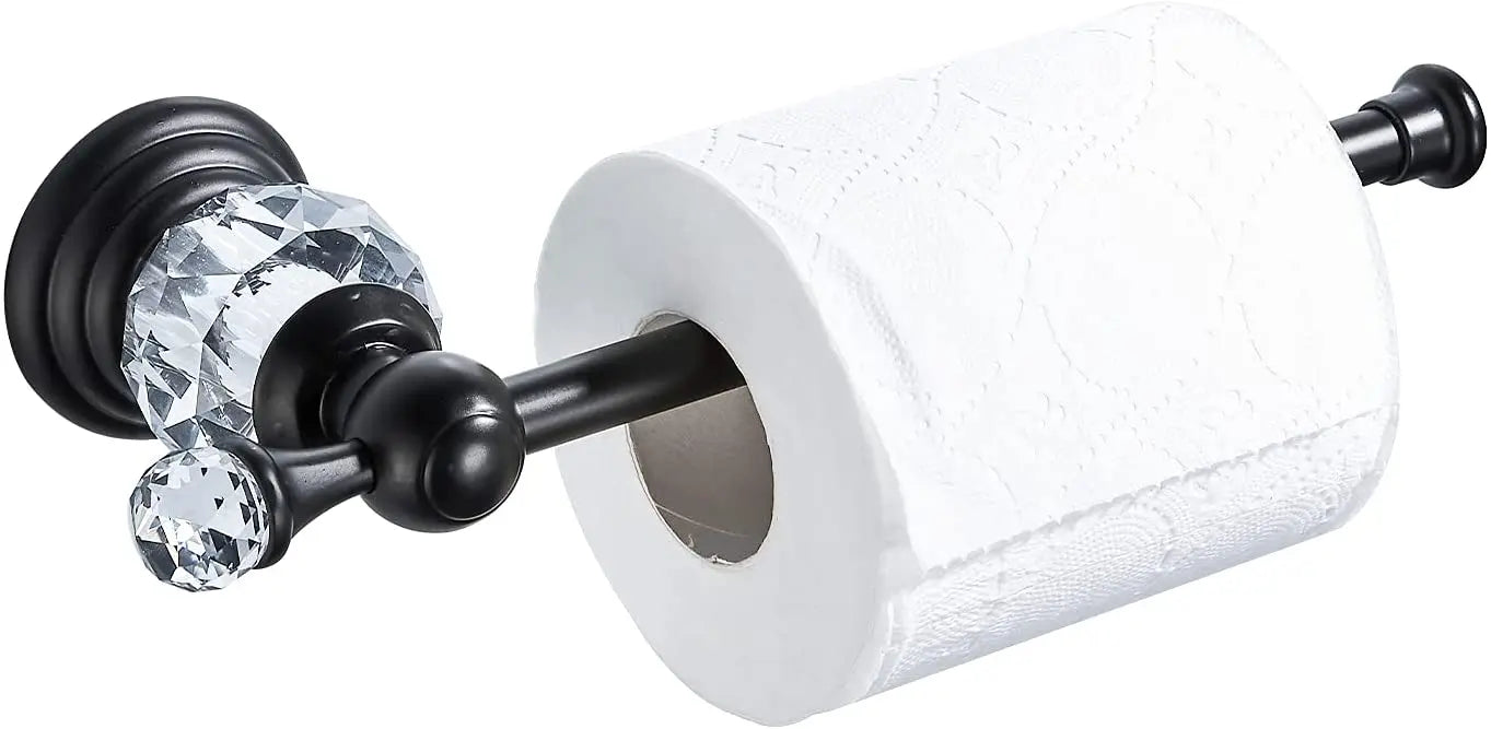 Crystal Toilet Paper Holder, Gold Toilet Roll Holder Modern Bathroom Accessories Zinc Alloy Tissue Hanger Wall Mounted