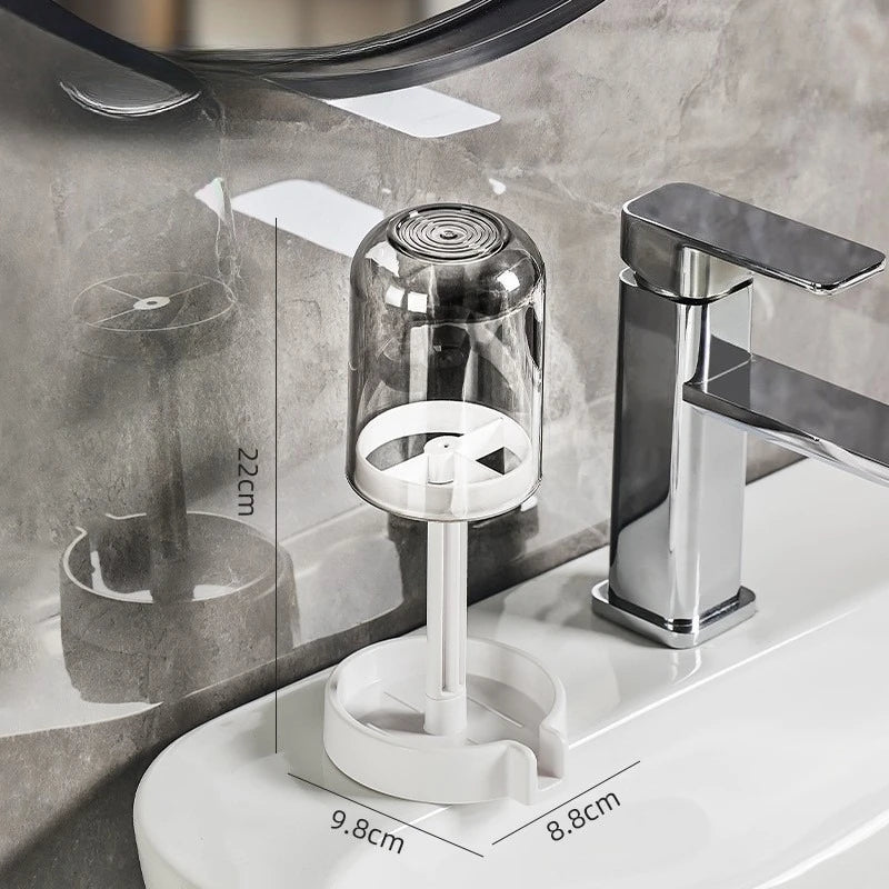 Hygienic Toothbrush Organizer with Protective Lid Ventilated Plastic Bathroom Cup Holder Multifunctional Countertop Storage