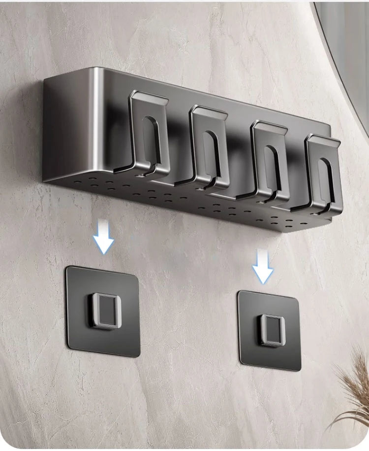 Multi-Function Toothbrush Cup Holder Punch-Free Toothpaste Holder Wall-Mounted Bathroom Storage Box Mouthwash Cup Holder