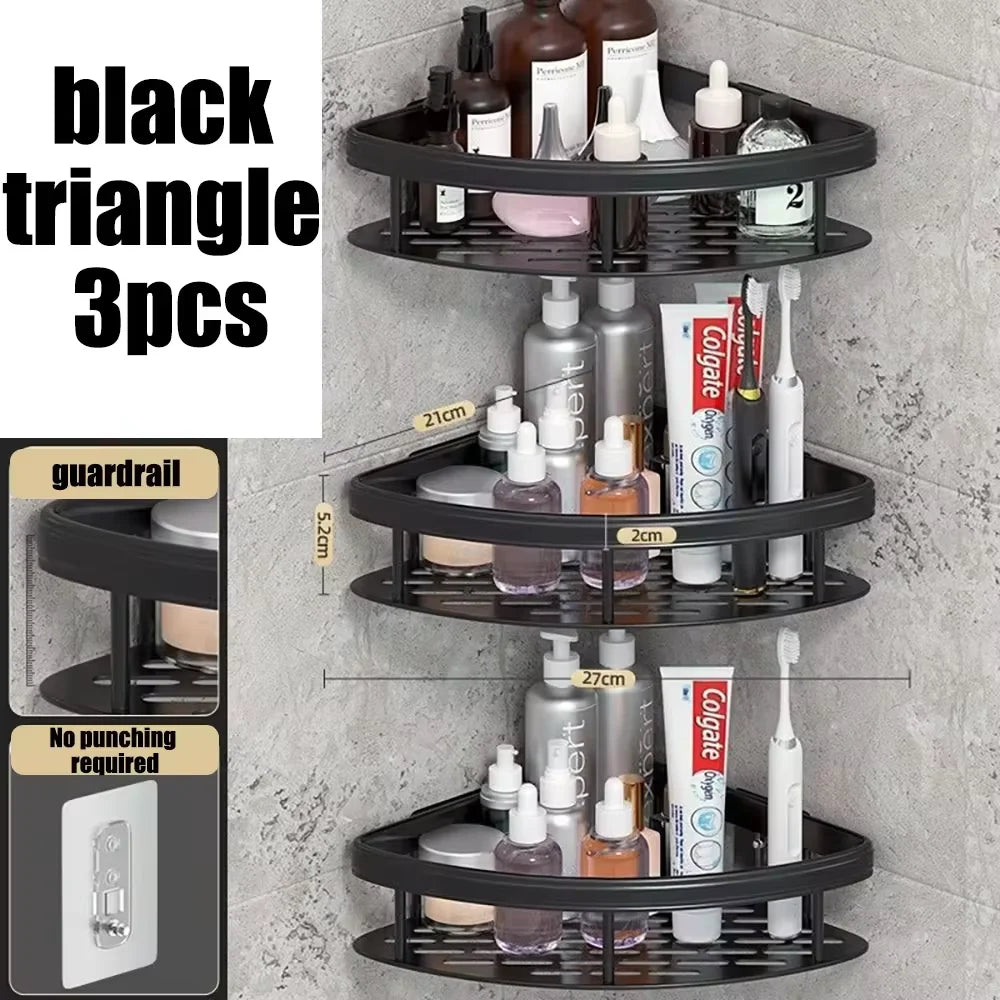 Three legged rack wall hanging corner rectangular bracket wall mounted shower shampoo rack bathroom rack towel rack bracket
