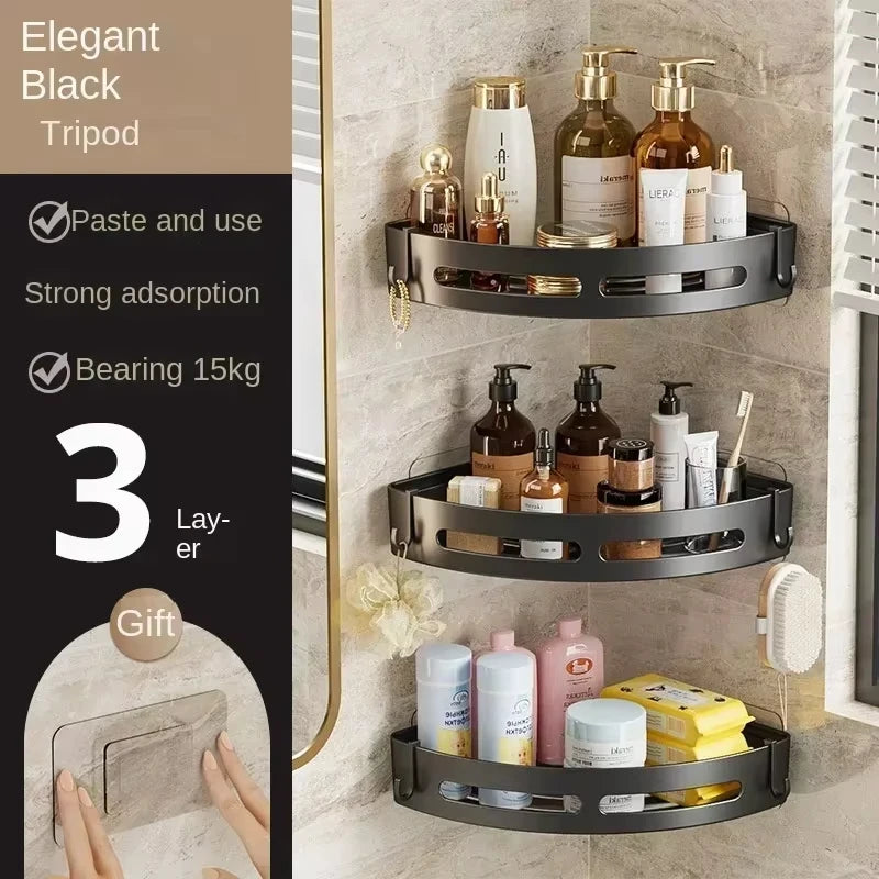 1/2/3Pcs Bathroom Shampoo Rack Adhesive Shower Rack Storage Rack Diamond Free Rack Corner Towel Rack Bathroom Rack Storage Rack