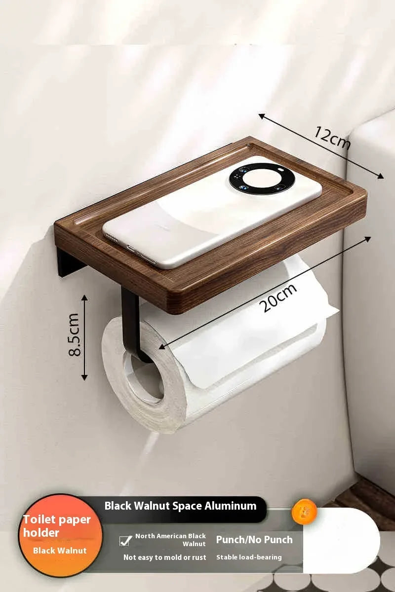 Walnut bathroom towel rack, high-end bath towel storage rack, bathroom shelf, bathroom pendant