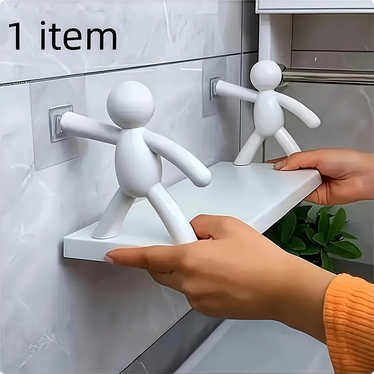 1Pc Self-adhesive Bathroom Shelf Shower Towel Storage Rack Plastic Cosmetic Toilet Organizer Home Decor Kitchen