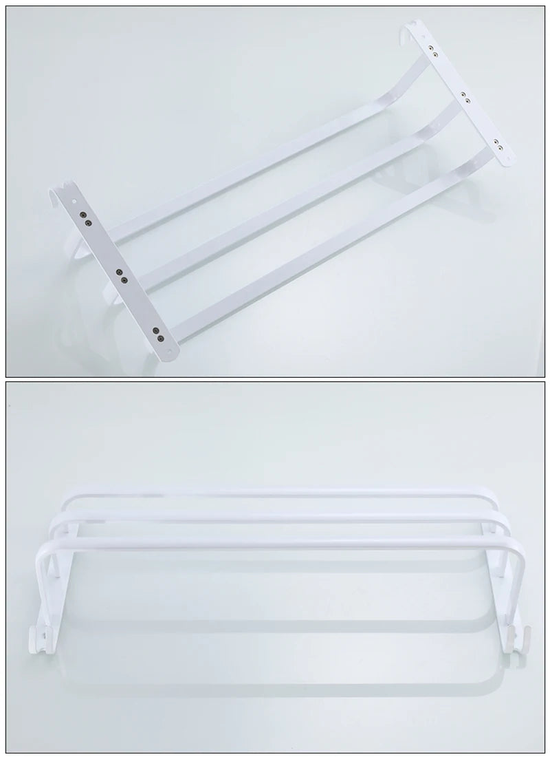SHBSHAIMY Space Aluminum Towel Hanger Wall Mounted Towel Rack Bathroom Fashion White Towel Bar Rail Matte White Towel Holder