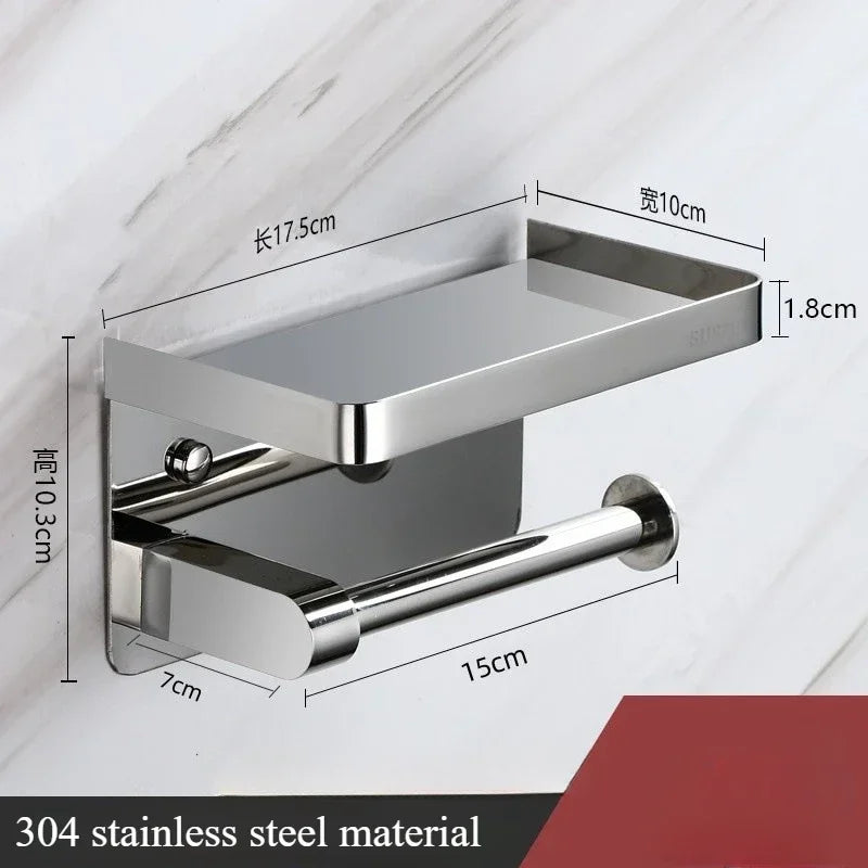Bathroom 304 stainless steel tissue holder, two installation methods for toilet paper roll holder