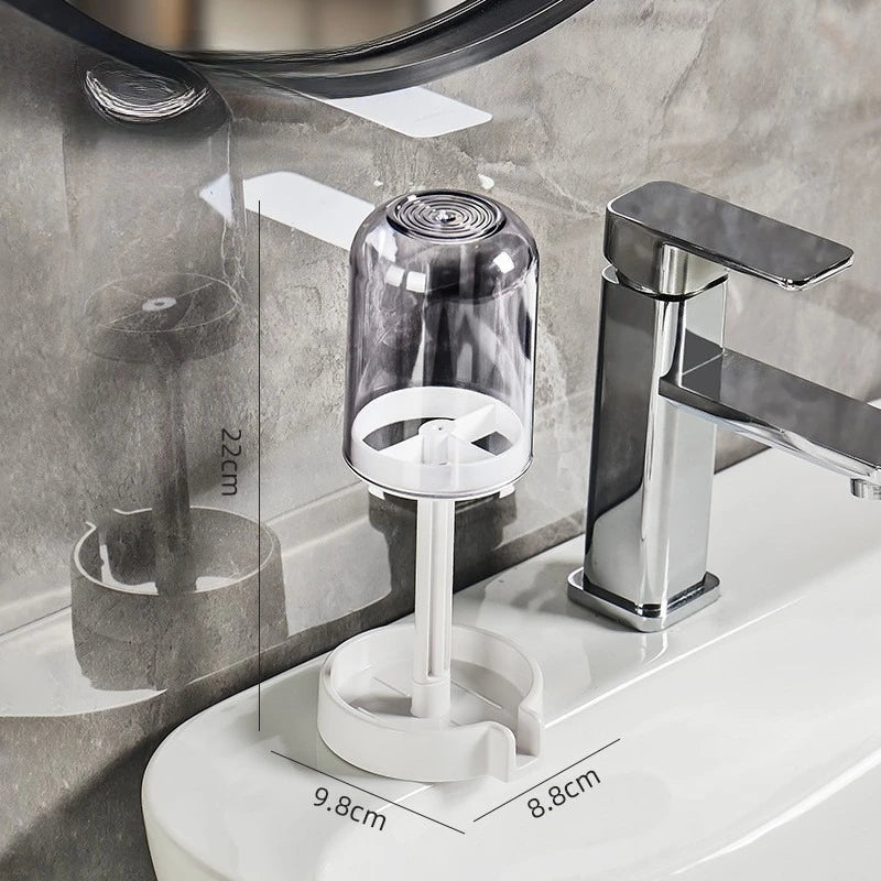 Hygienic Toothbrush Organizer with Protective Lid Ventilated Plastic Bathroom Cup Holder Multifunctional Countertop Storage