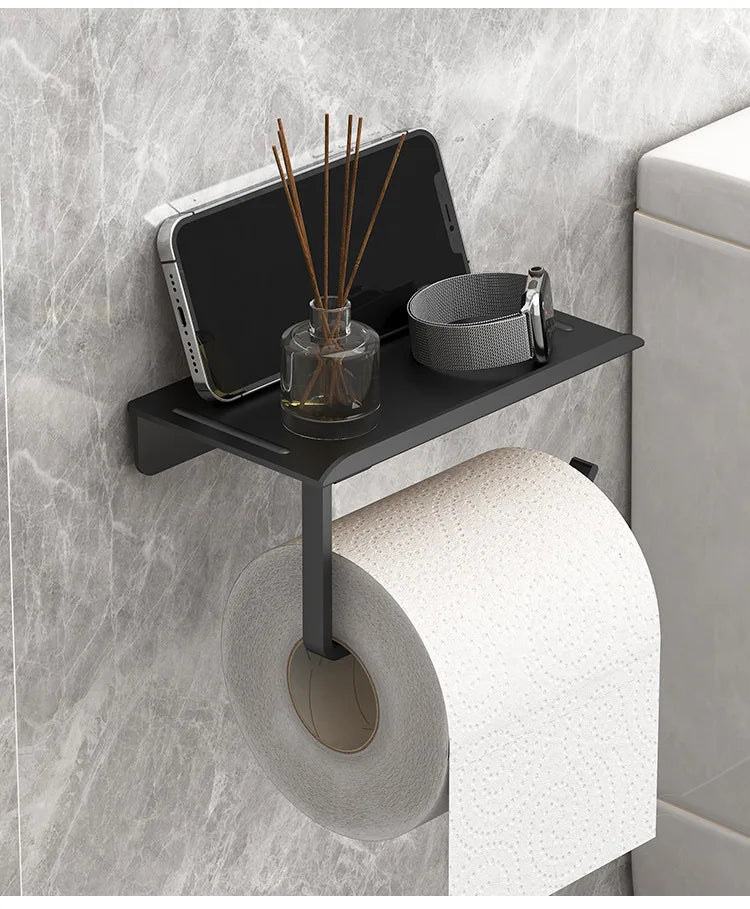 No Punching Toilet Paper Roll Holder Self Adhesive in Bathroom Tissue Paper Holder Plastic Easy Installation Paper Roll Holder