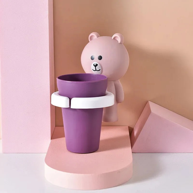 Bathroom Supplies Kids Toothbrush Holder Wall Mount Paste Baby Toothbrushing Cup Safe Non-toxic Wash Cup Strong Anti-Fall