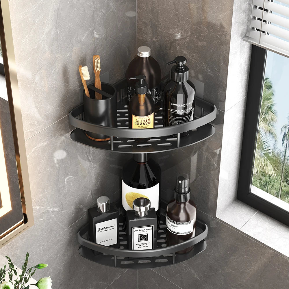 Three legged rack wall hanging corner rectangular bracket wall mounted shower shampoo rack bathroom rack towel rack bracket