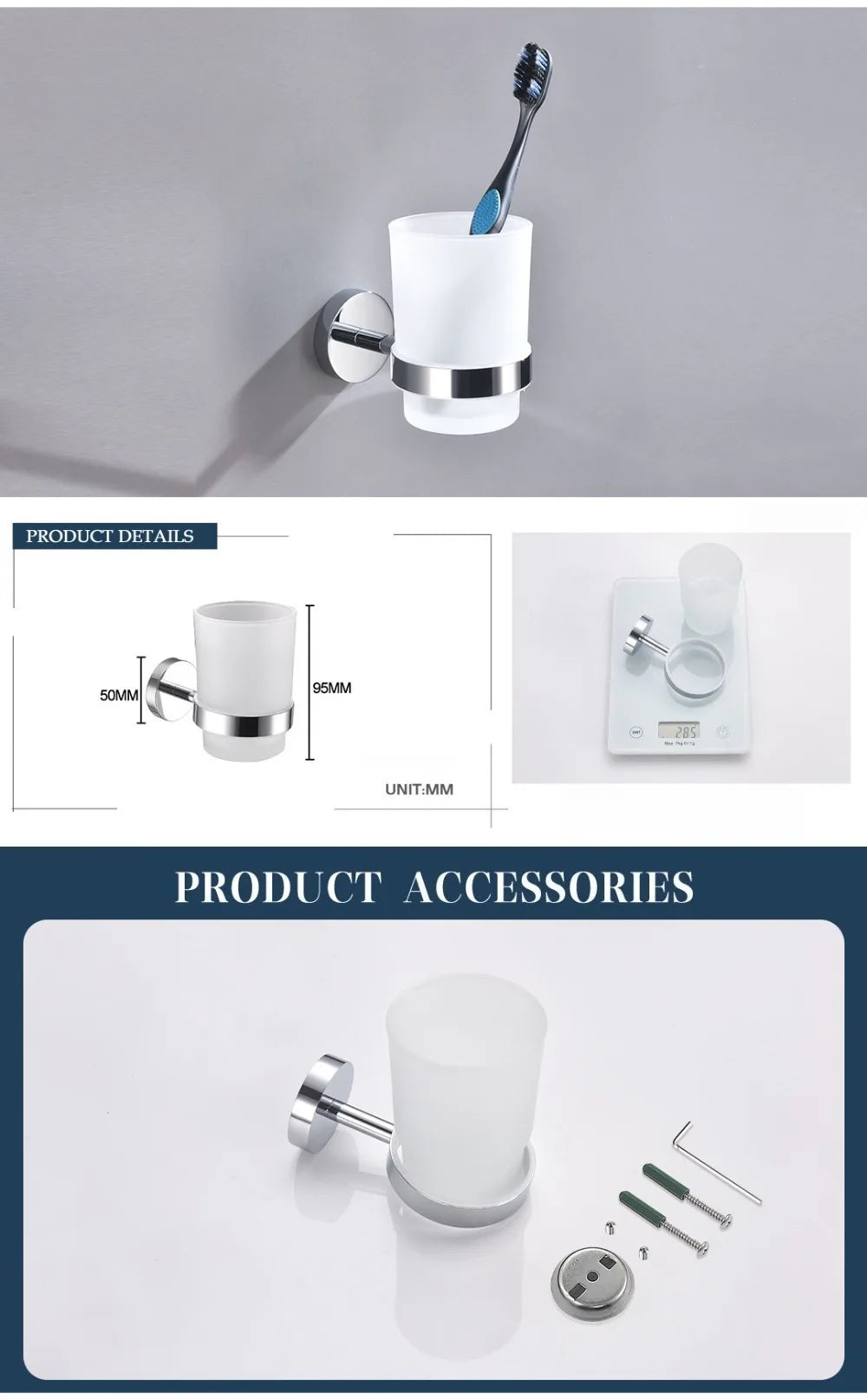 1PC Cup Holder Cup Dispenser Wall Mount Suitable for Cups of Various Sizes Modern Bathroom Organizer Accessory Toothbrush Holder