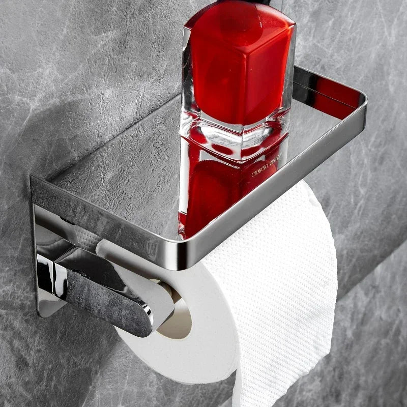 Bathroom 304 stainless steel tissue holder, two installation methods for toilet paper roll holder