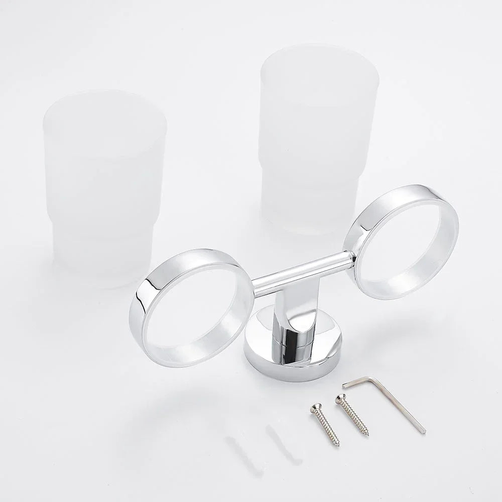 Toothbrushing Cup Bathroom Supplies Double Tumbler Cup Holder  Toothbrush Holder Wall Mount Cup Strong Anti-Fall Bath Accessori