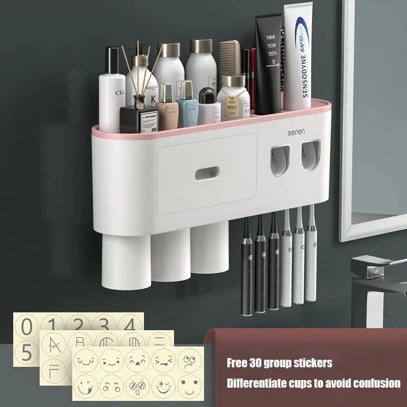 1Pcs Wash Set  Automatic Toothpaste Squeezer Cups Gargle Cup  Punch-free Toothbrush Cup Holder Storage Rack Bathroom Products Ho