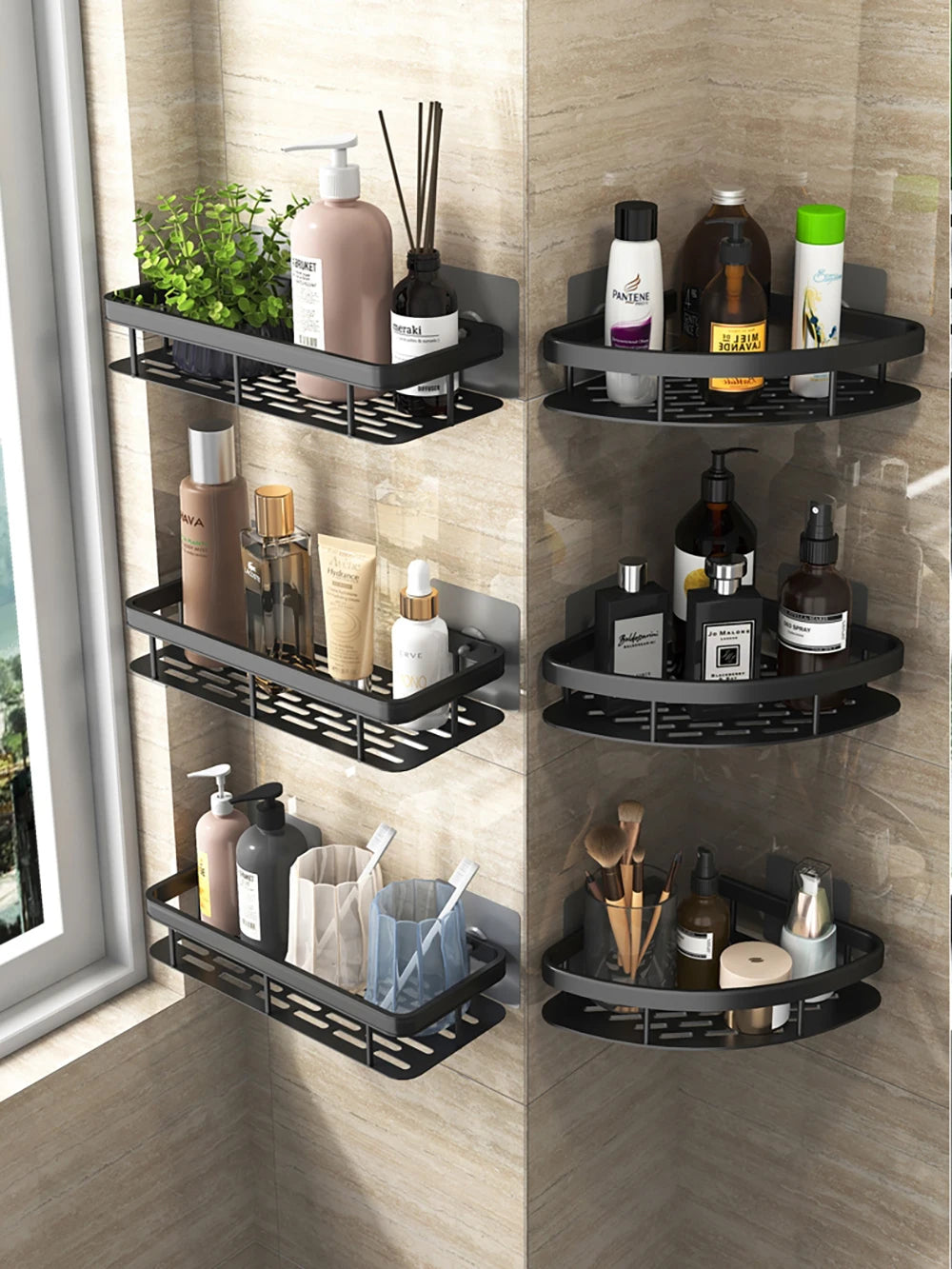 Three legged rack wall hanging corner rectangular bracket wall mounted shower shampoo rack bathroom rack towel rack bracket