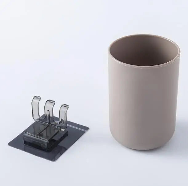2pcs Toilet Punch-free Shelf Wall-mounted Toothbrush Cup Holder Simple Mouthwash Cup Holder Black Toothbrush Holder