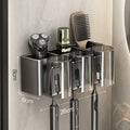 Multi-Function Toothbrush Cup Holder Punch-Free Toothpaste Holder Wall-Mounted Bathroom Storage Box Mouthwash Cup Holder