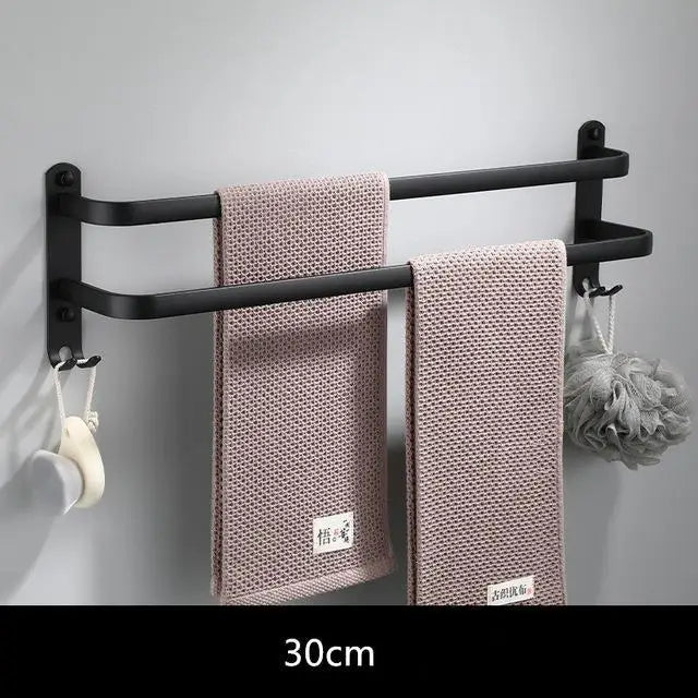SHBSHAIMY Space Aluminum Towel Hanger Wall Mounted Towel Rack Bathroom Fashion White Towel Bar Rail Matte White Towel Holder